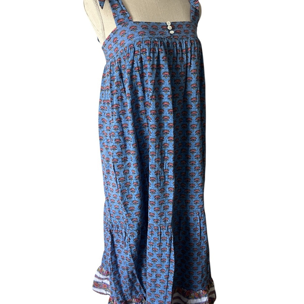 Cleobella Blue Floral Tie-Strap Midi Dress Sz/M. - Picture 4 of 11